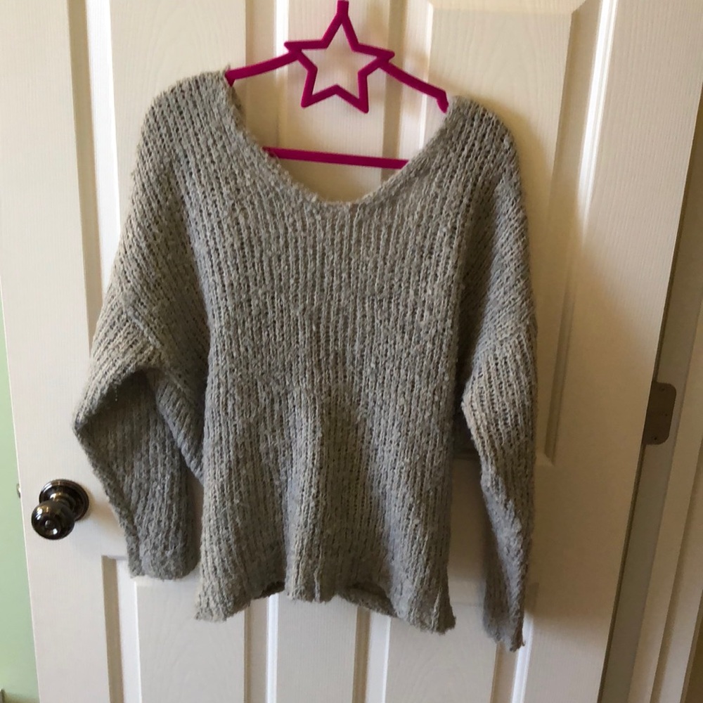 Open backed loose grey sweater